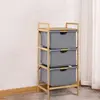 Shelf with 3 fabric compartments
