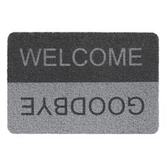 Rug Hamat BV Curly Print Grey/Black welcome goodbye 40x60
