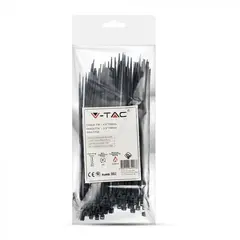 Стяжка V-TAC 2.5х150мм 100шт черная 11162