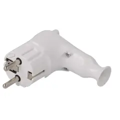 Plug Timex angular with self-reset button 16A 250V white Uni-Schuko