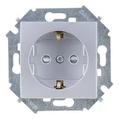 Power socket grounded with curtains Simon 15 1591443-033 1 sectional aluminum