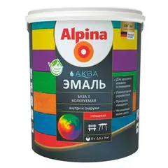 Эмаль акриловая Alpina Aqua  колеруемая глянцевая 0,9 л