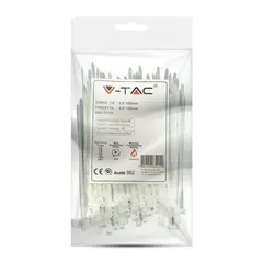 Стяжка V-TAC 2.5 100мм 100шт белая 11159