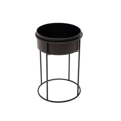 ქოთნის სადგამი რკინის Mega Collections Eton High Round Planter 22x32,5სმ შავი