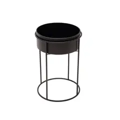 ქოთნის სადგამი რკინის Mega Collections Eton High Round Planter 22x32,5სმ შავი