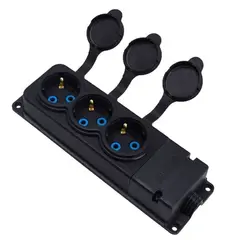 Колодка каучуковая 3-я 16А IP44 чёрная ByLion
