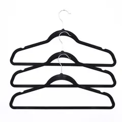 Hanger of velvet 90870 3pcs black