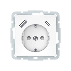 Розетки VILMA заземление 1 Schuko USB-A  Type-C белый QR1000