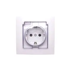 როზეტი დამიწებით, თავსახურით Simon 1591450-030 1 განყოფილებიანი თეთრი