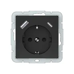 როზეტი VILMA დამიწებით 1 Schuko USB-A Type-C შავი მატოვი QR1000