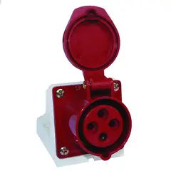 როზეტი EKF 114 3Р+РЕ 16А 380V IP44 წითელი