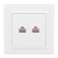 როზეტი კომპიუტერის და ტელეფონის EKF ERK00-135-10 RJ45 2 განყოფილებიანი თეთრი