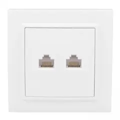 Розетка компьютерная и телефонная EKF ERK00-135-10 RJ45 2 местная белая