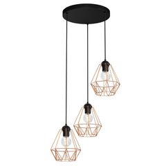 Suspension LUMINEX 3 Bergen plate 300 E27 3x MAX 60W black copper 621