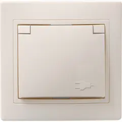Power socket with grounding and curtain IEK ERK12-K33-16-DM 1 cream