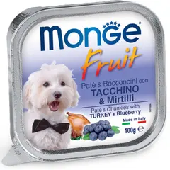 Wet food for adult dogs turkey and blueberries Monge 100 g