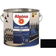 ემალი ანტიკოროზიული Alpina Direkt Auf Rost Matt შავი 2.5 ლ