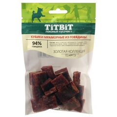 Кубики мраморные говядина для собак золотая коллекция TitBit 80 гр