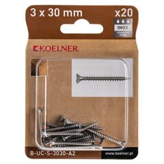 Universal screw Koelner 3x30 stainless steel 20 pcs B-UC-S-3030-A2