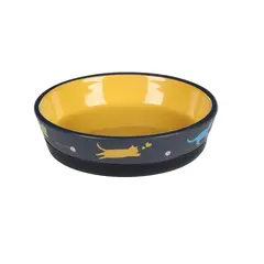 Cat food bowl ceramic Flamingo 14,5x3,5cm 320ml round yellow