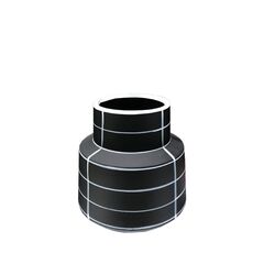 Vase with floral stripes black 16 cm