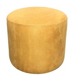 Round pouf alcantara yellow