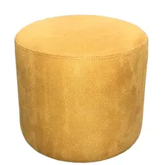 Round pouf alcantara yellow