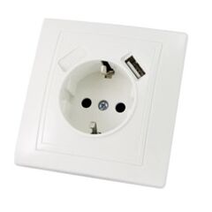 Power socket grounded + USB TDM SQ1814-0040 1 sectional white