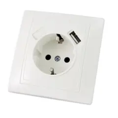 როზეტი დამიწებით + USB TDM SQ1814-0040 1 განყოფილებიანი თეთრი