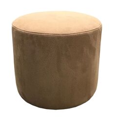 Round pouf alcantara beige