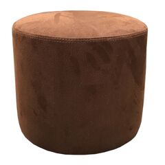 Round pouf alcantara neutral brown