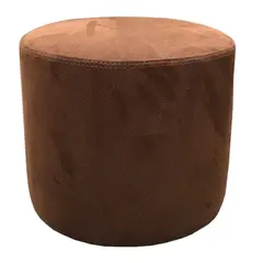 Round pouf alcantara neutral brown