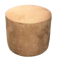 Round pouf alcantara beige-yellow
