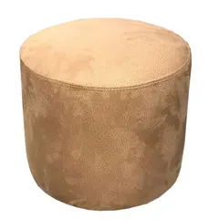 Round pouf alcantara beige-yellow