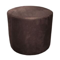Round pouf alcantara cappuccino