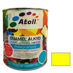Эмаль алкидная Универсал ATOLL ПФ-115 жёлтая 0,8 кг