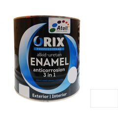 Эмаль антикоррозийная Atoll Orix Color 3 in 1, 2 л белая RAL 9010