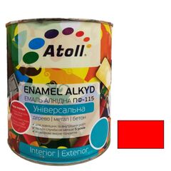 Эмаль алкидная Универсал ATOLL ПФ-115 красная 0,8 кг