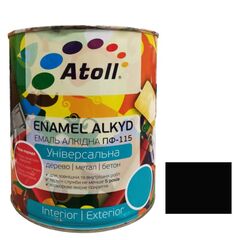 Эмаль алкидная Универсал ATOLL ПФ-115 чёрная 2.6кг