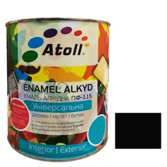 Эмаль алкидная Универсал ATOLL ПФ-115 чёрная 2.6кг