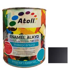 Эмаль алкидная Универсал ATOLL ПФ-115 чёрная матовая 2,6 кг