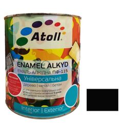 Эмаль алкидная Универсал ATOLL ПФ-115 чёрная 0.8 кг