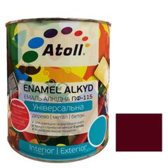 Эмаль алкидная Универсал ATOLL ПФ-115 вишнёвая 0.8 кг