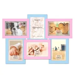 Frame for 6 photos Palitra M615 blue-pink