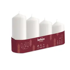 Candle Bolsius 4 pcs white  48 х 60/80/100/120 mm