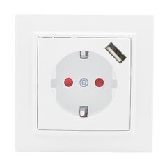 როზეტი EKF 16A USB პორტით დამიწებით თეთრი