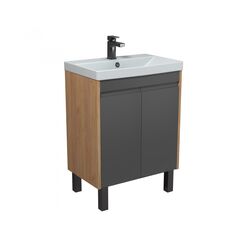აბაზანის ტუმბო ხელსაბნით OLIVE 60-U Wood/Grey Sempre 61 სმ