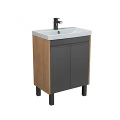 აბაზანის ტუმბო ხელსაბნით OLIVE 60-U Wood/Grey Sempre 61 სმ