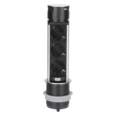 დამაგრძელებელი ORNO 3х1,5მ Schuko Ø60 USB-A და C INOX OR-GM-9027 GS