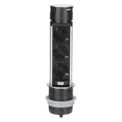 Удлинитель башня ORNO 3х1.5м Schuko Ø60 USB-A и C INOX OR-GM-9027 GS